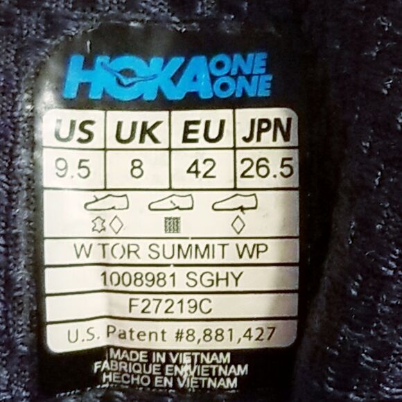 Hoka One One Tor Summit WP Women Size 9.5 Gray Hiking Shoes Sneakers 1008981SGHY - Picture 6 of 6